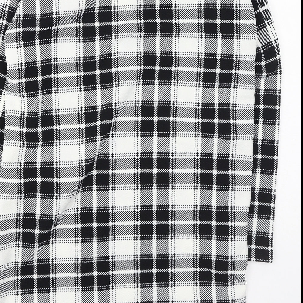 SheIn Girls Black V-Neck Plaid Viscose Cardigan Jumper Size 11-12 Years