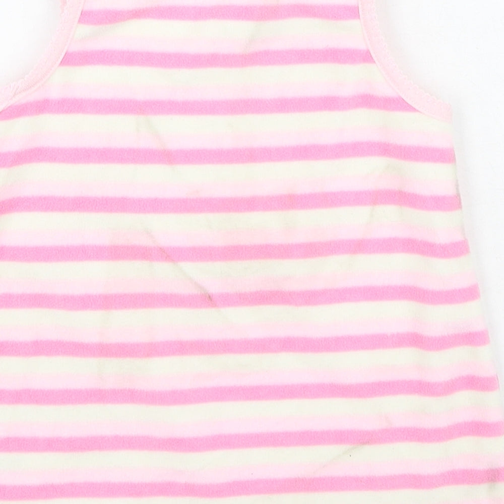 BHS Girls Pink Striped Cotton Fit & Flare Size 6-9 Months Round Neck