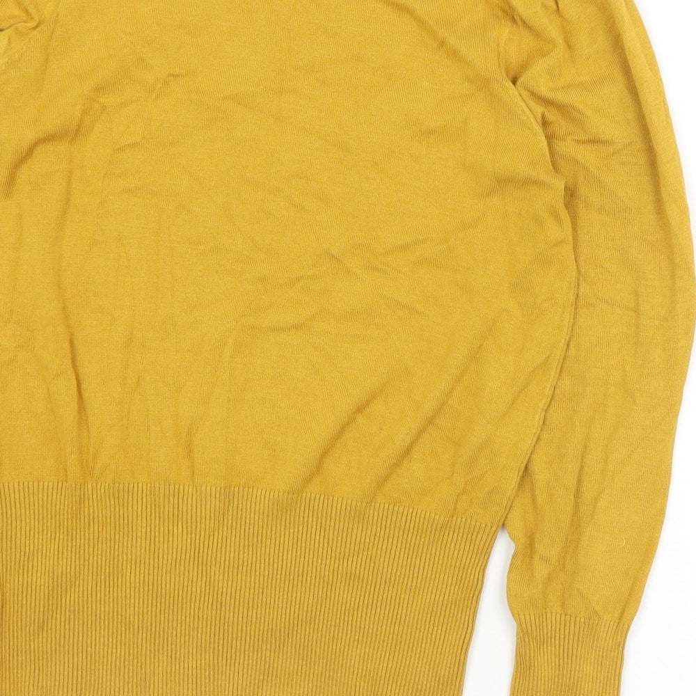 Marks and Spencer Womens Gold Round Neck Viscose Pullover Jumper Size 12