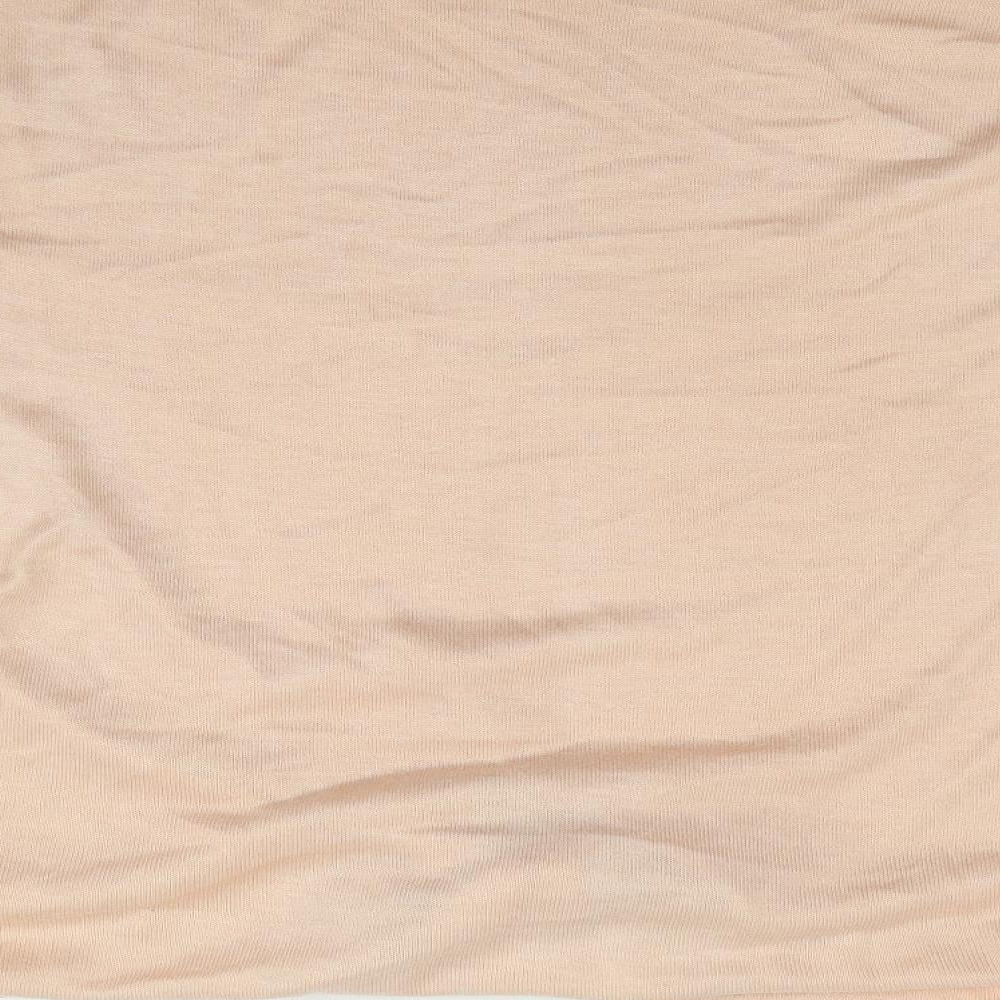 Marks and Spencer Womens Orange Acrylic Jersey T-Shirt Size L Round Neck - Tie Front