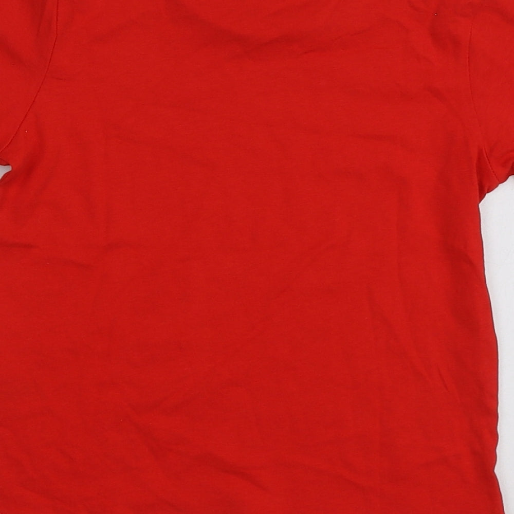 Pepco Boys Red Geometric Cotton Basic T-Shirt Size 3-4 Years Round Neck