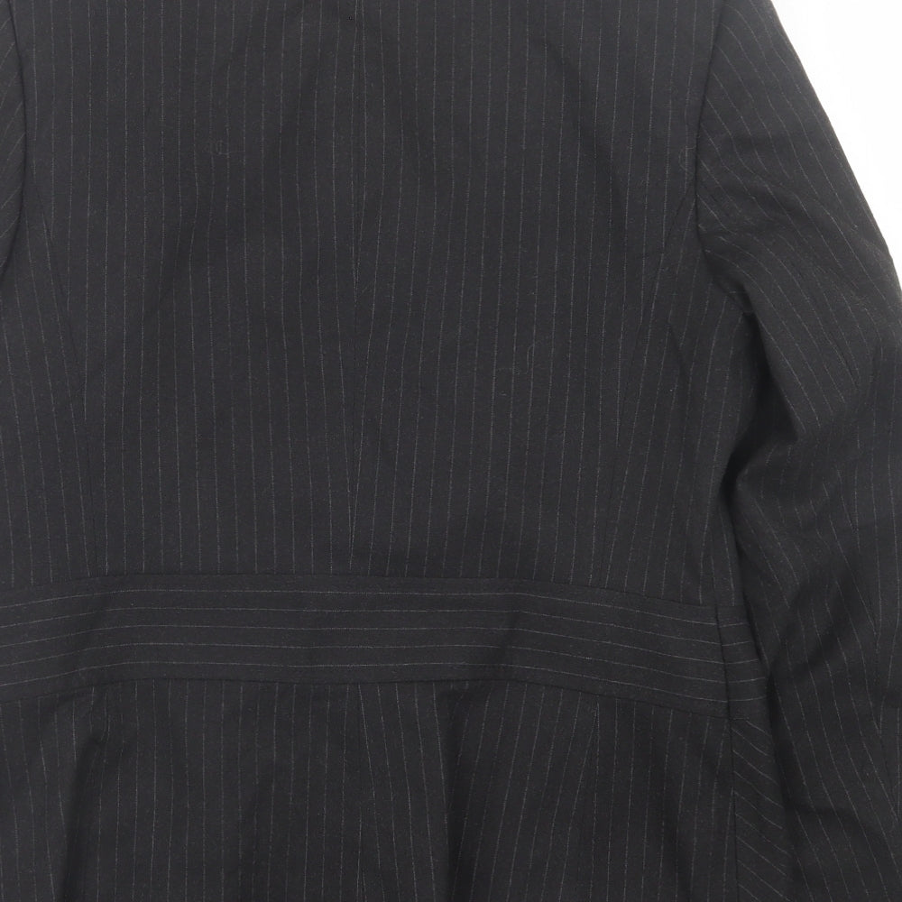 AMARANTO Womens Black Striped Jacket Blazer Size 12 Button
