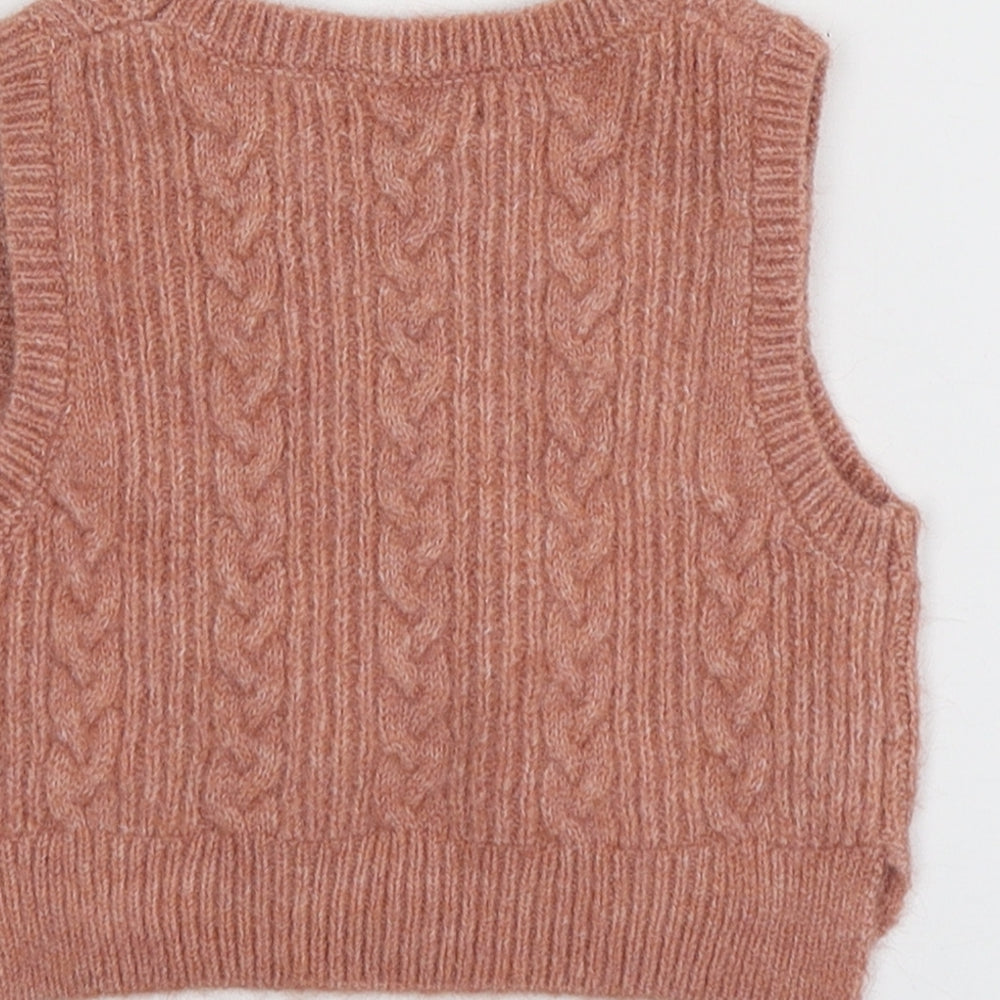 Primark Girls Pink Polyester Vest Jumper Size 9-12 Months