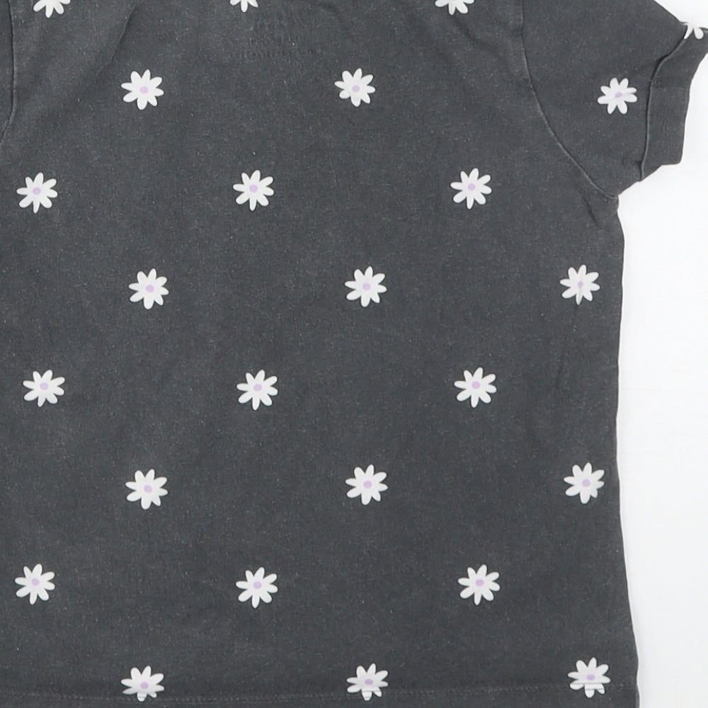 Primark Girls Grey Floral Copper Camisole T-Shirt Size 7-8 Years Round Neck - Choose Happy