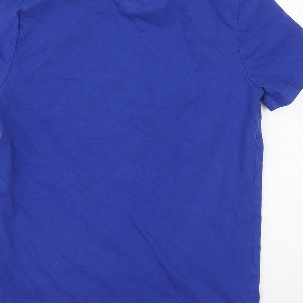 F&F Boys Blue Cotton Basic T-Shirt Size 9-10 Years Round Neck - Motorbike print