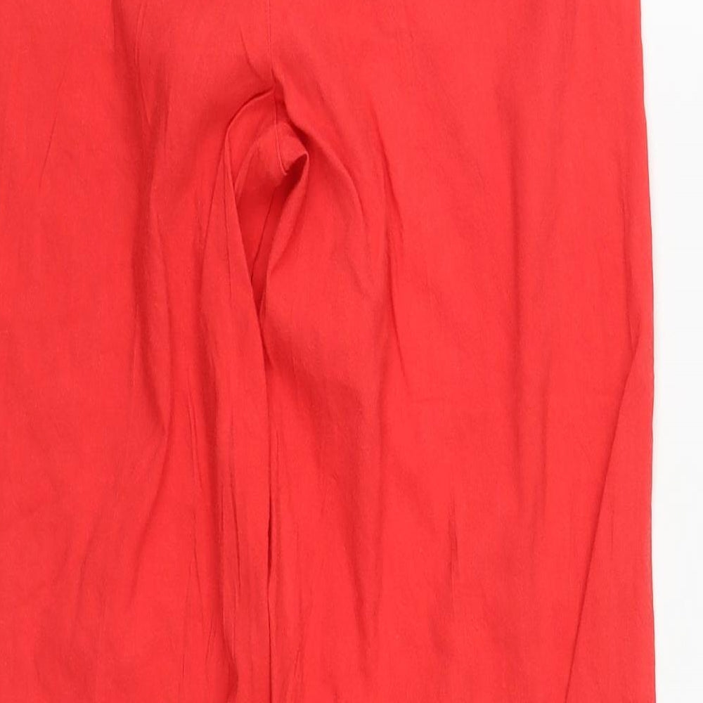 Tu Womens Red Linen Trousers Size 12 L30 in Regular Zip