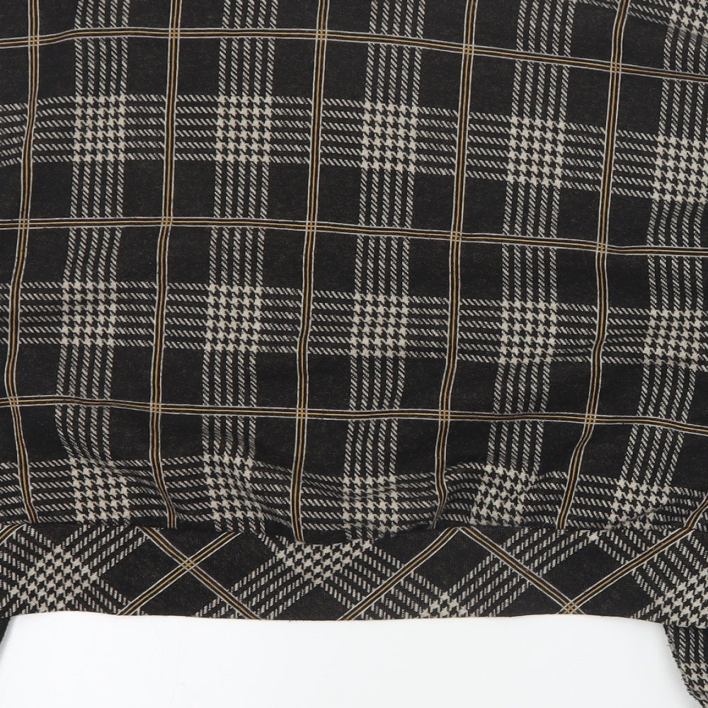 Stradivarius Womens Brown Round Neck Plaid Polyester Pullover Jumper Size L