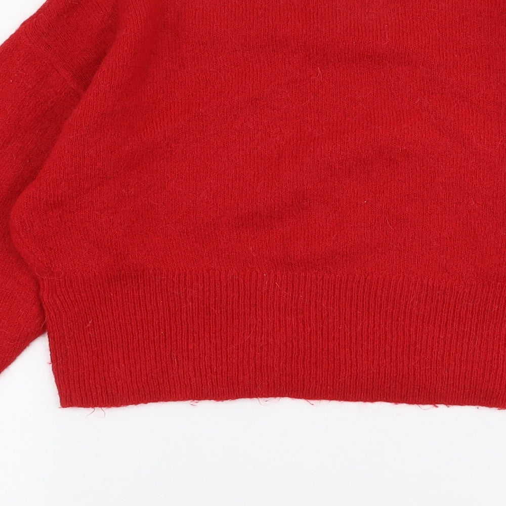 New Look Womens Red Round Neck Acrylic Pullover Jumper Size S - Cropped