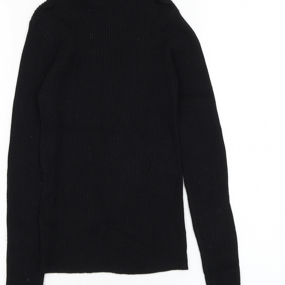 NEXT Girls Black Roll Neck Cotton Pullover Jumper Size 10 Years Pullover