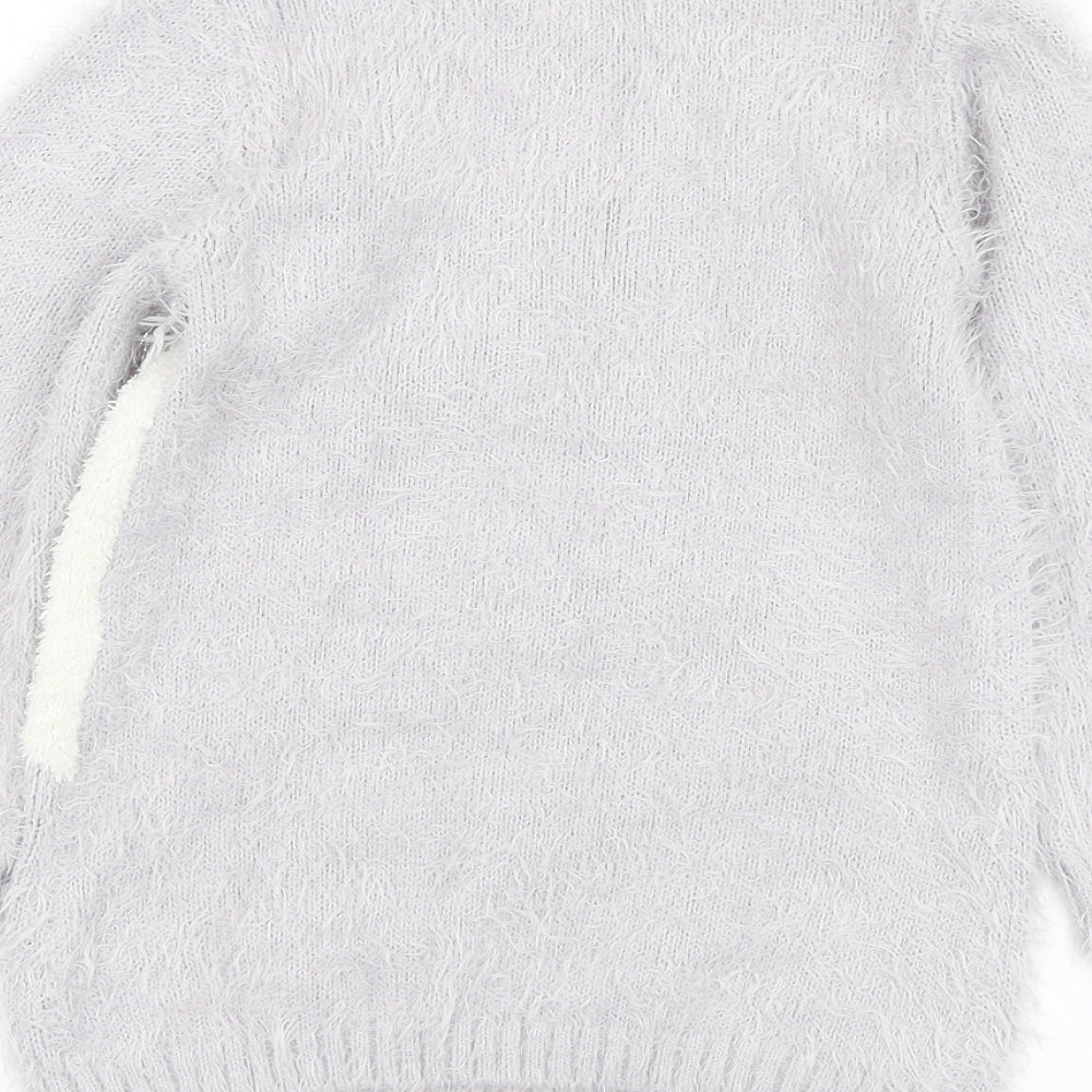 Primark Girls Purple Round Neck Polyamide Pullover Jumper Size 6-7 Years Pullover - Unicorn