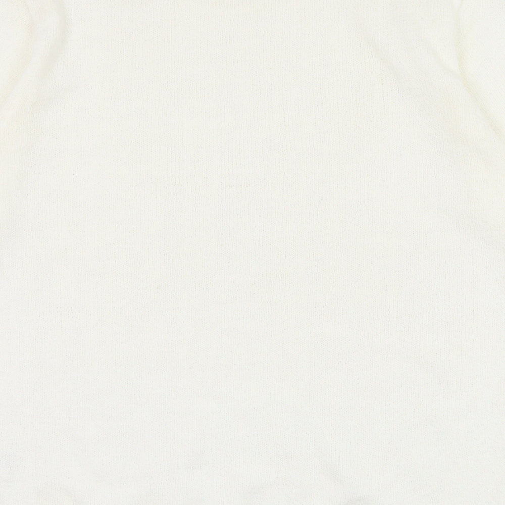 Berkertex Womens White Round Neck Acrylic Pullover Jumper Size 10