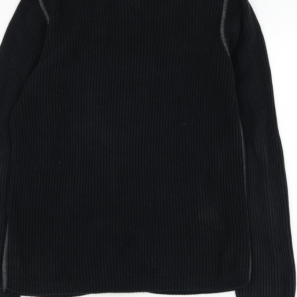 NEXT Mens Black Mock Neck Cotton Full Zip Jumper Size M