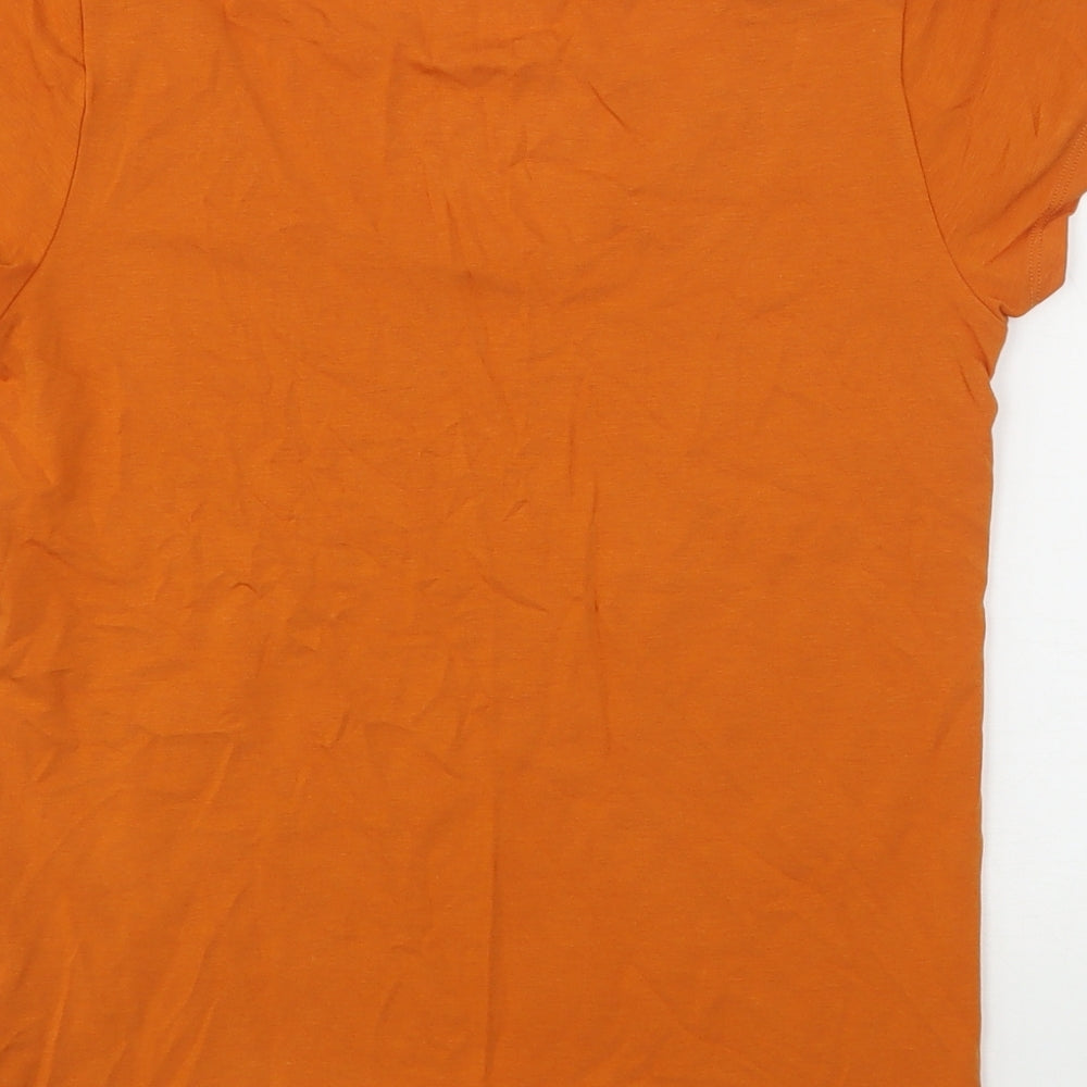 Marks and Spencer Womens Orange Polyester Basic T-Shirt Size 12 Round Neck