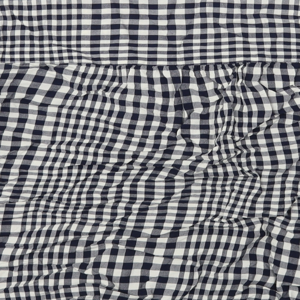 Marks and Spencer Womens Blue Check Viscose Basic Button-Up Size 18 Round Neck