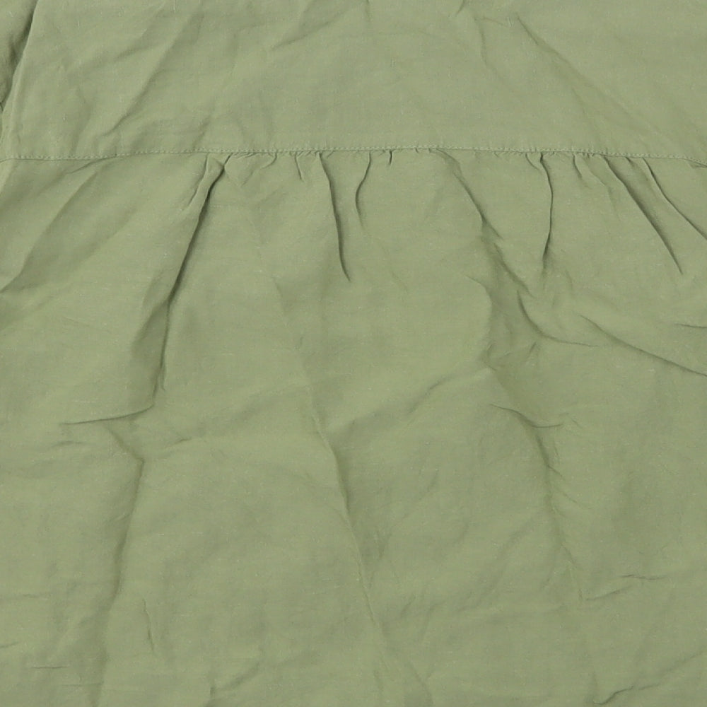Marks and Spencer Womens Green Viscose Basic Button-Up Size 18 Round Neck