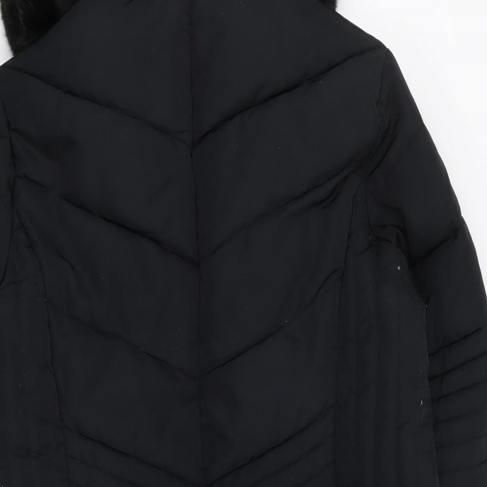 Evans Womens Black Parka Coat Size 18 Zip