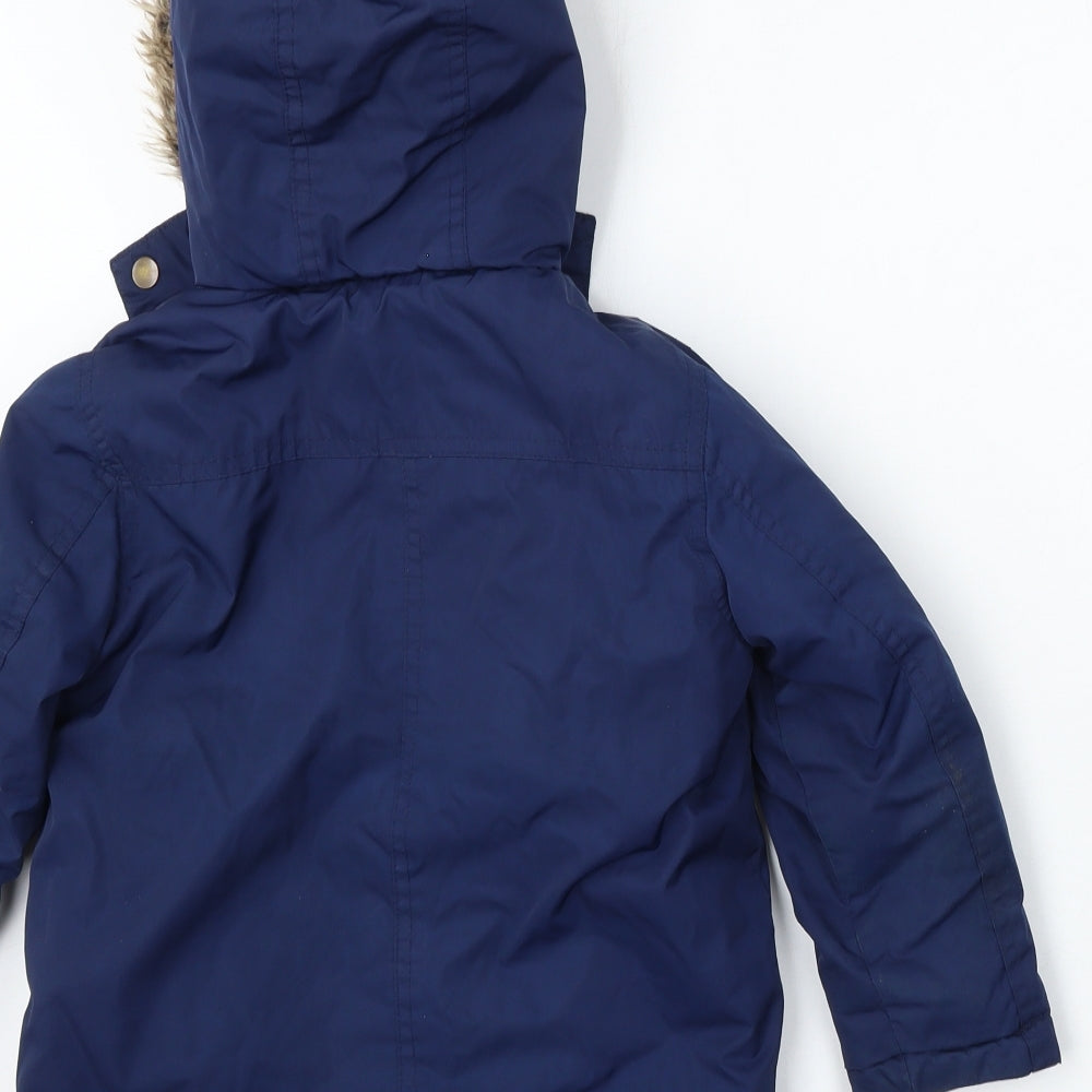 Rebel Boys Blue Parka Jacket Size 4-5 Years Zip