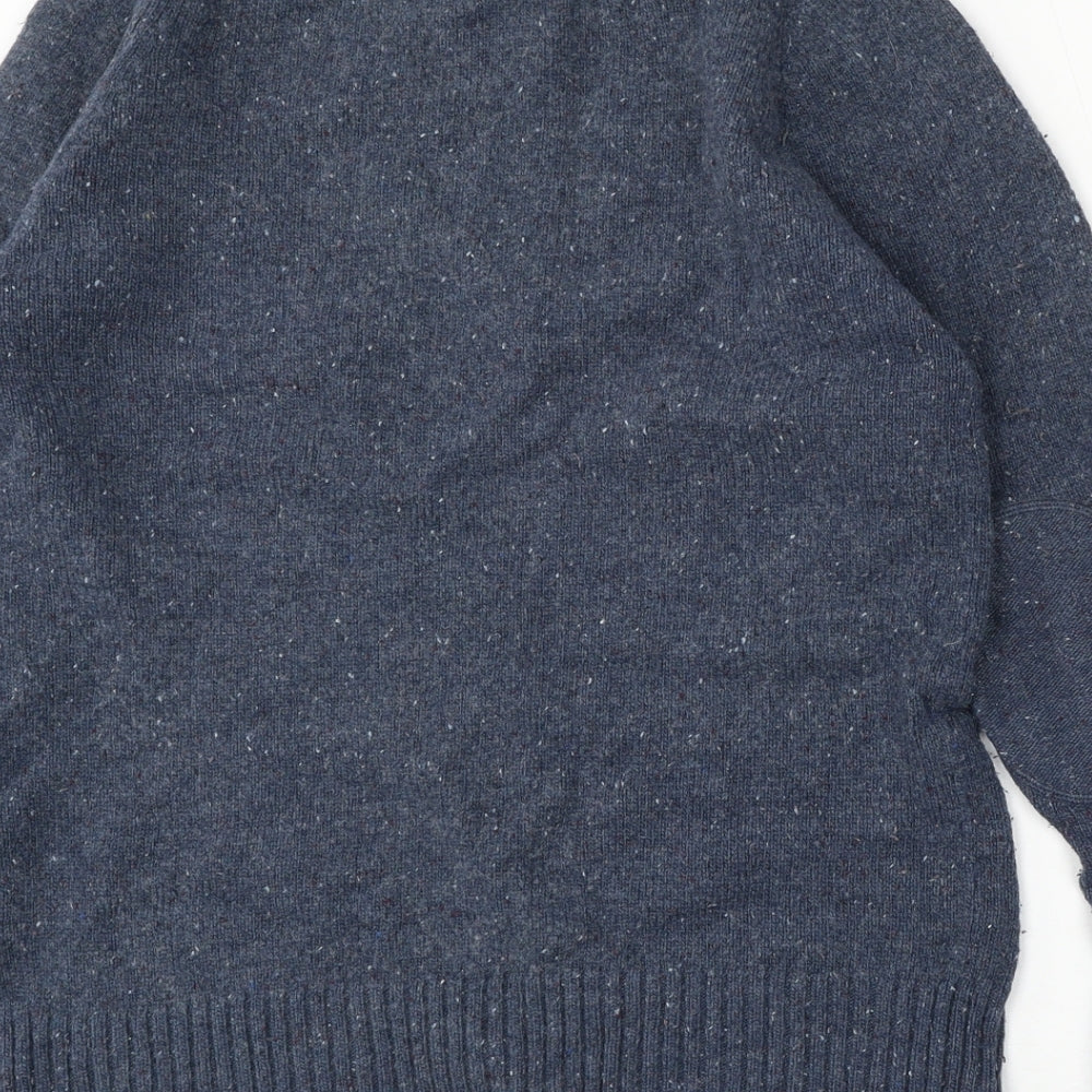 Frederik Anderson Mens Blue Round Neck Wool Pullover Jumper Size M