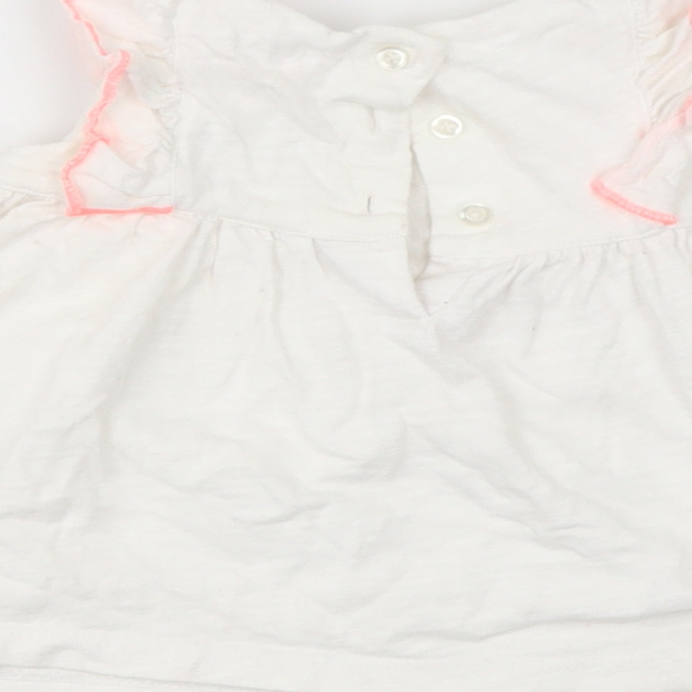 tesco White Cotton Basic Casual Size 3-6 Months Round Neck