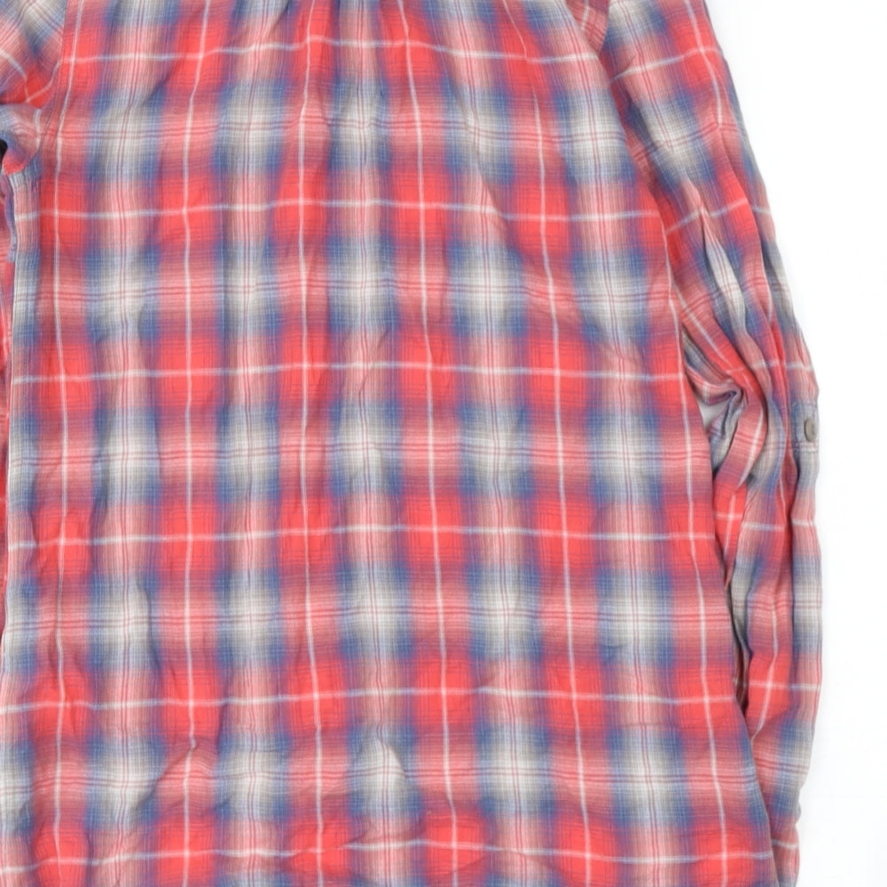 TOP SHOP Womens Multicoloured Check Cotton Basic Button-Up Size 8 Collared