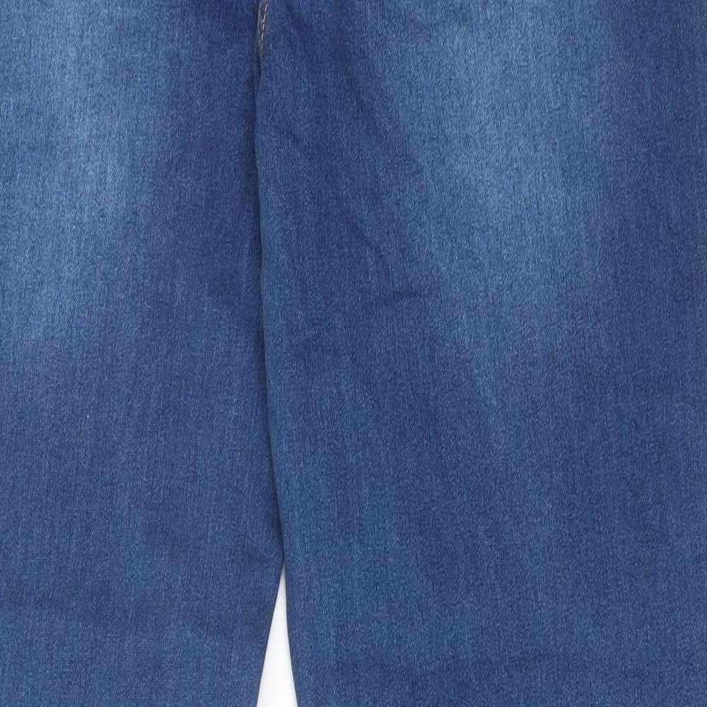 Matalan Womens Blue Cotton Straight Jeans Size 16 L31 in Regular Button