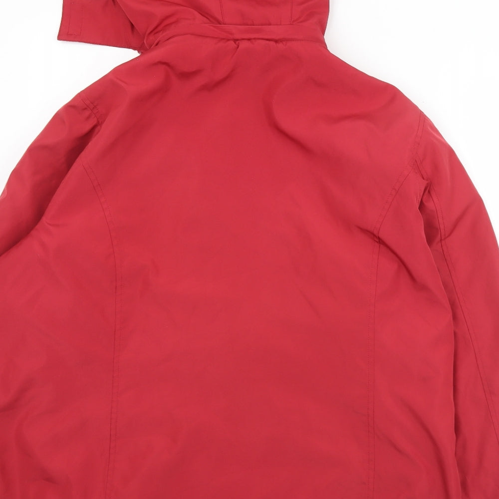 BM Womens Red Overcoat Coat Size L Zip