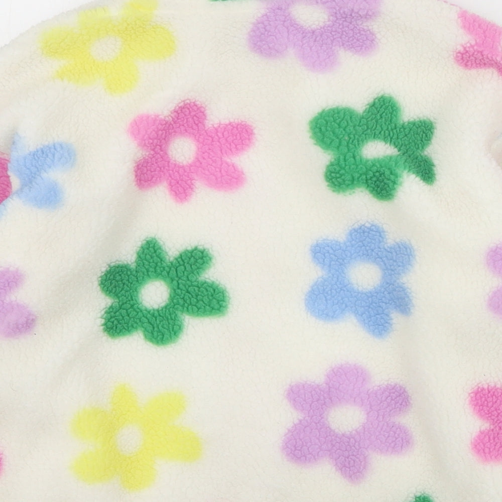 Primark Girls Ivory Floral Jacket Coat Size 4-5 Years Zip