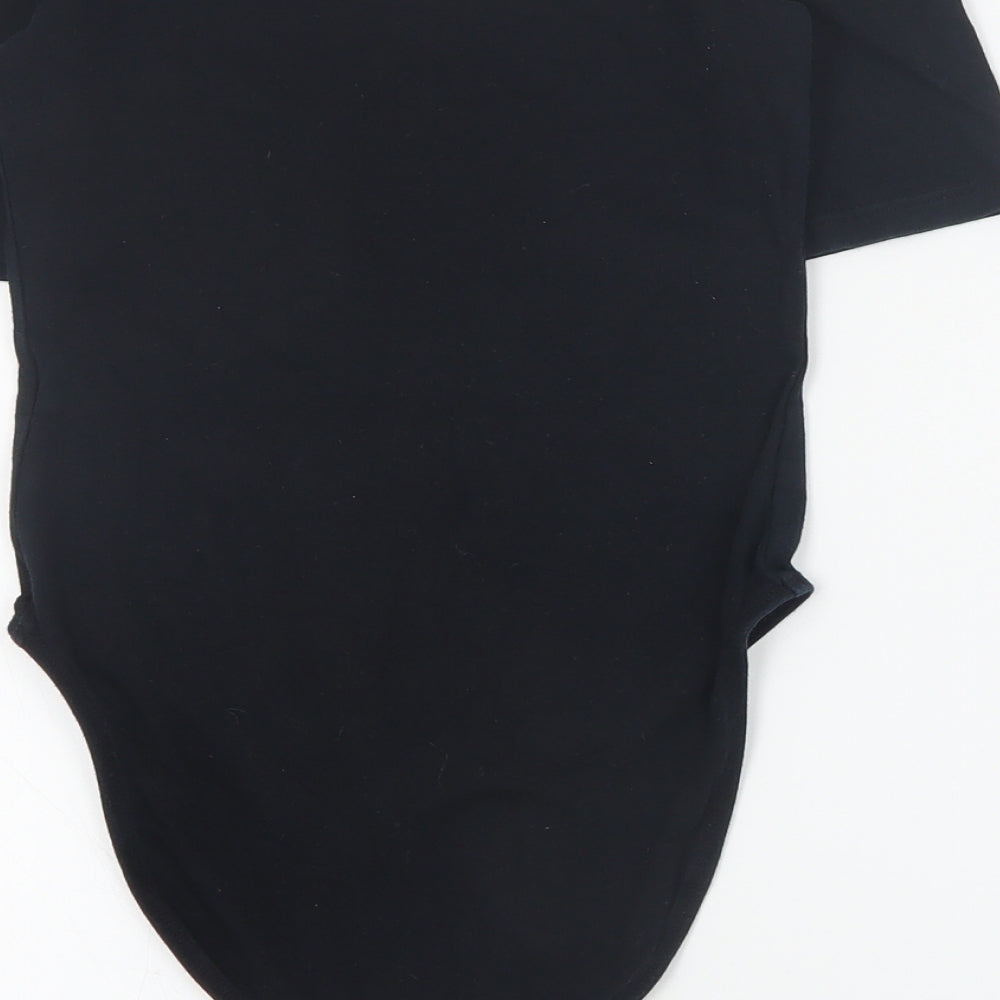 Miss Selfridge Womens Black Cotton Bodysuit One-Piece Size 6 L8 in Snap