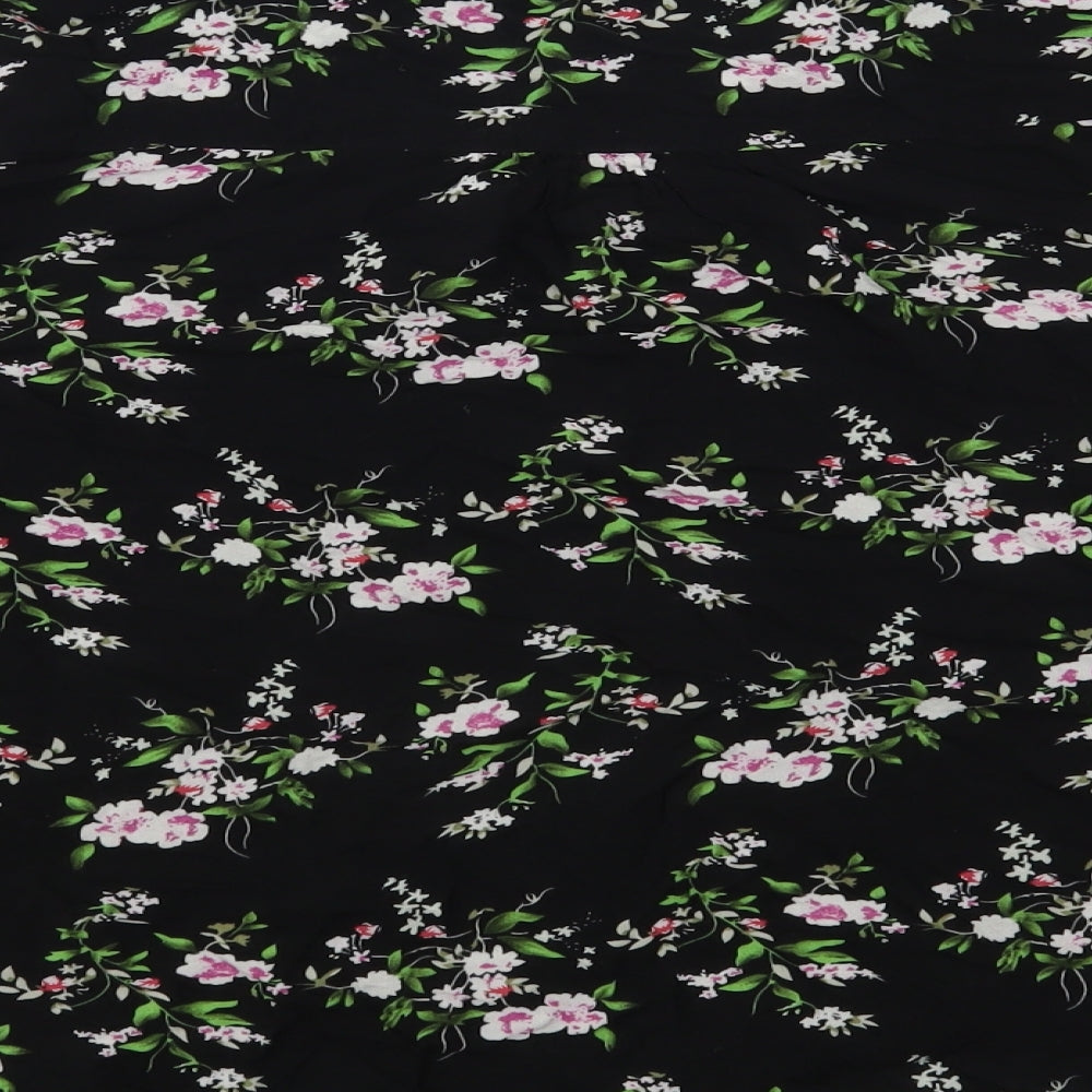 Atmosphere Womens Black Floral Viscose Basic Blouse Size 14 V-Neck