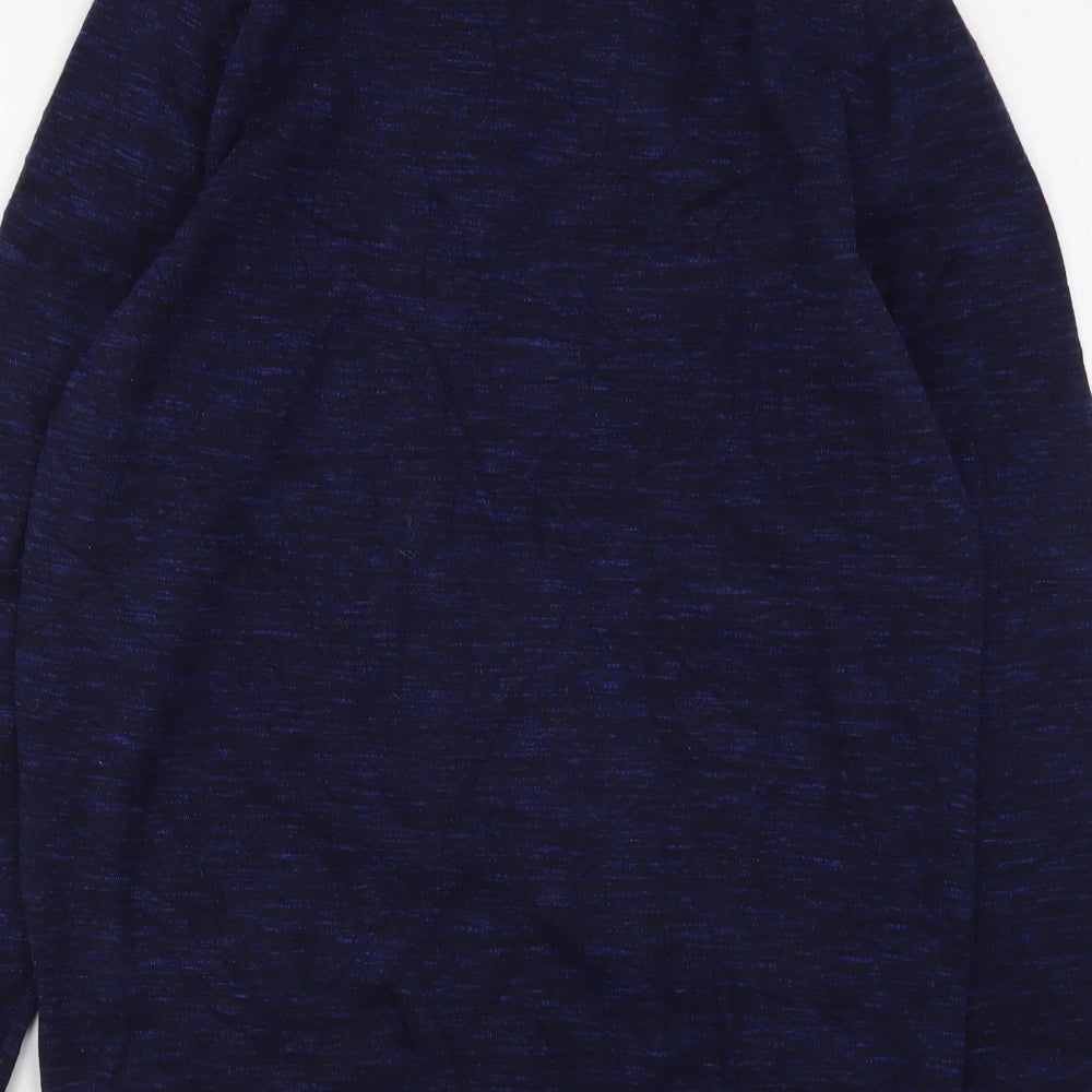 Marks and Spencer Womens Blue Collared Cotton Pullover Jumper Size S