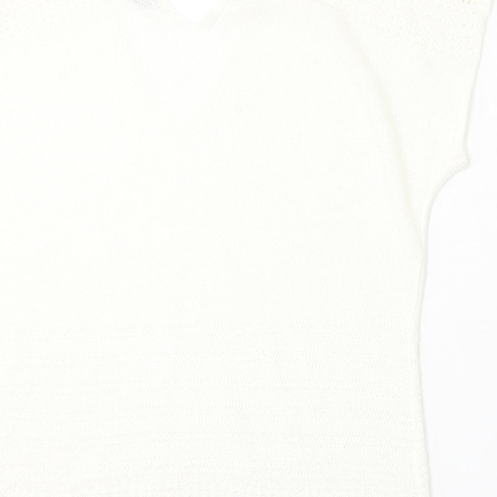 Marks and Spencer Womens Ivory V-Neck Acrylic Pullover Jumper Size 16