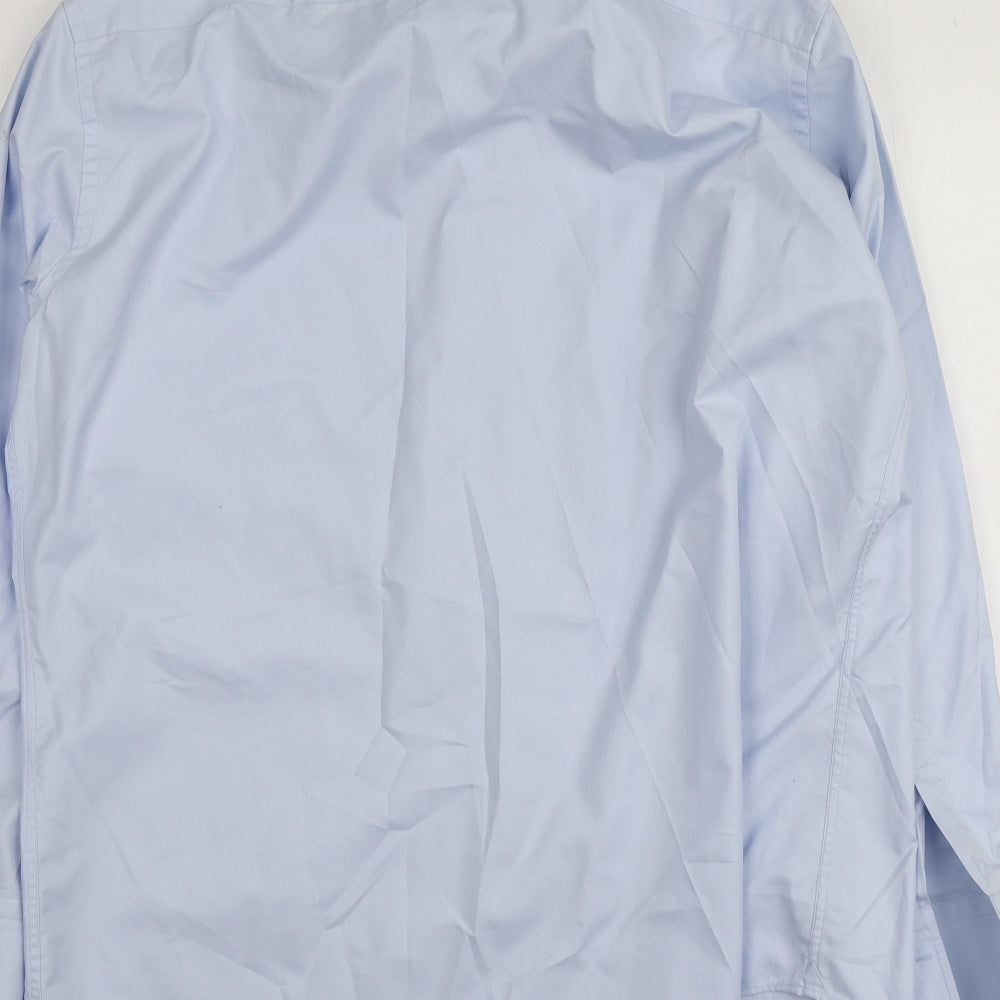 Profuomo Mens Blue Cotton Button-Up Size 45 Collared