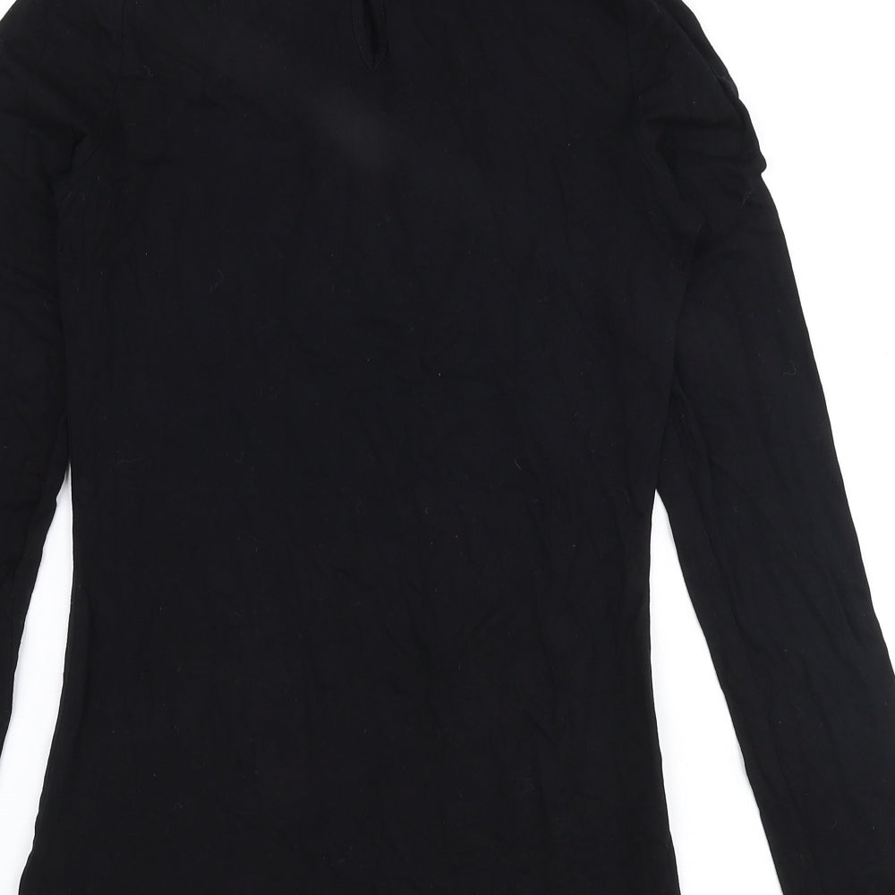 Oasis Womens Black Viscose Jersey T-Shirt Size XS High Neck