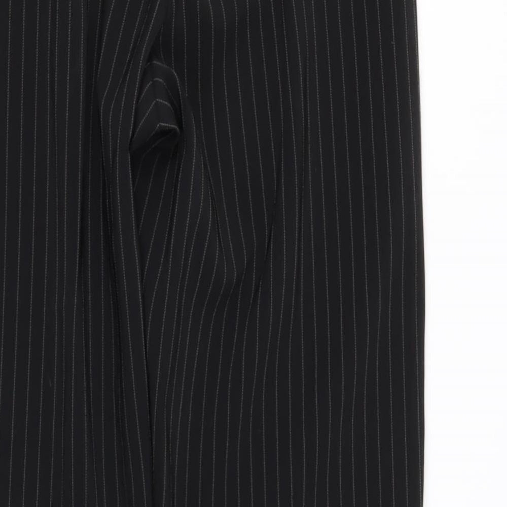 FOR WOMAN Womens Black Striped Polyester Trousers Size 8 L30 in Regular