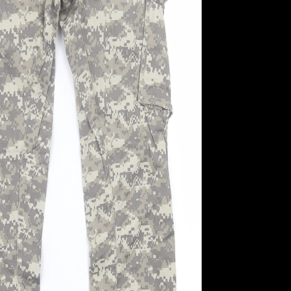 Denim & Co. Mens Green Camouflage Cotton Cargo Trousers Size S L30 in Regular Button