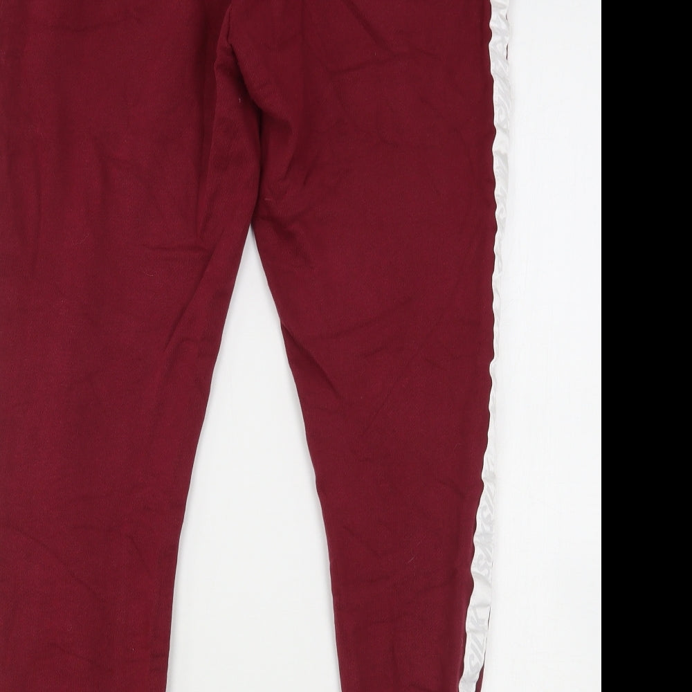 SikSilk Womens Red Cotton Sweatpants Trousers Size 10 L28 in Regular Drawstring