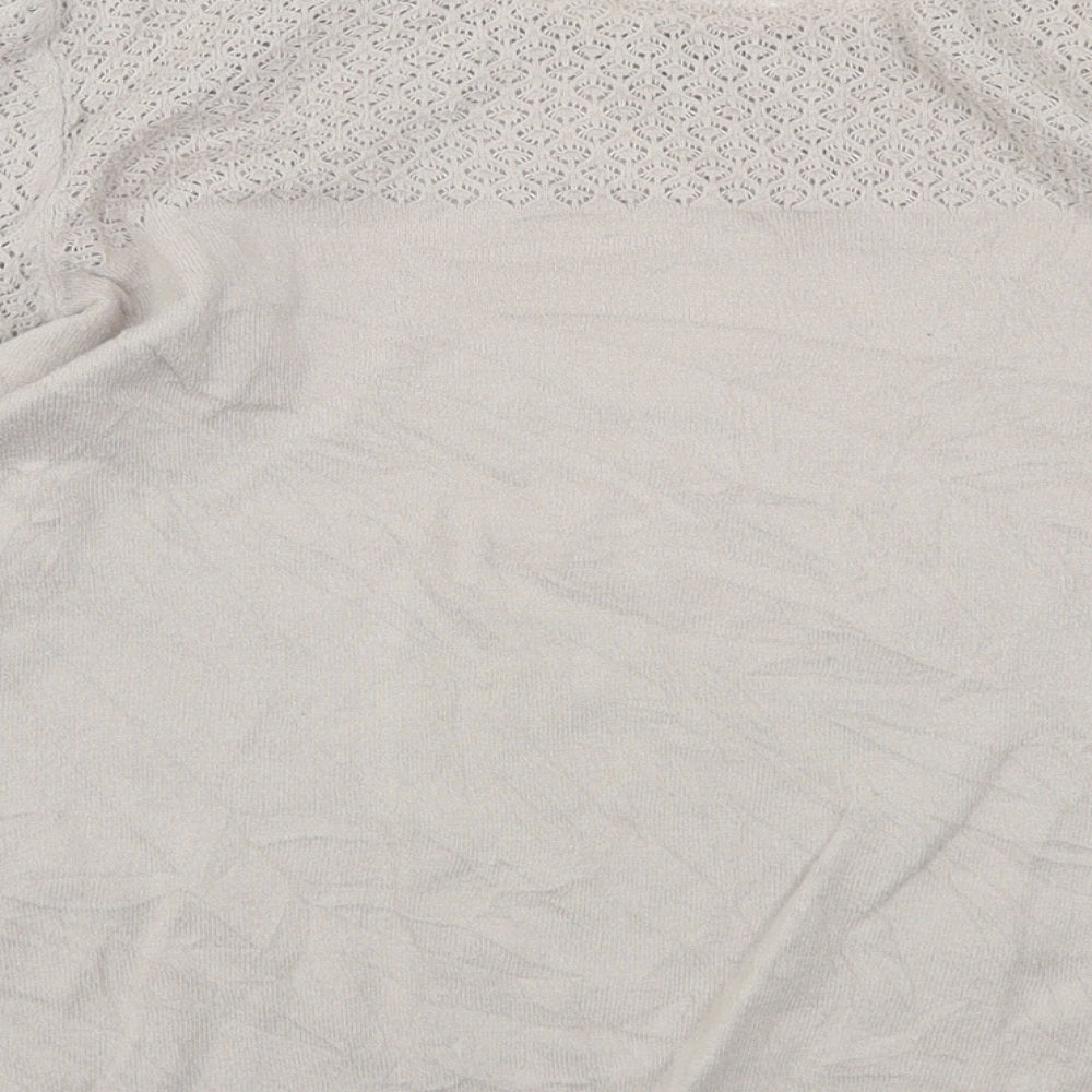 Marks and Spencer Womens Beige Round Neck Cotton Pullover Jumper Size 12