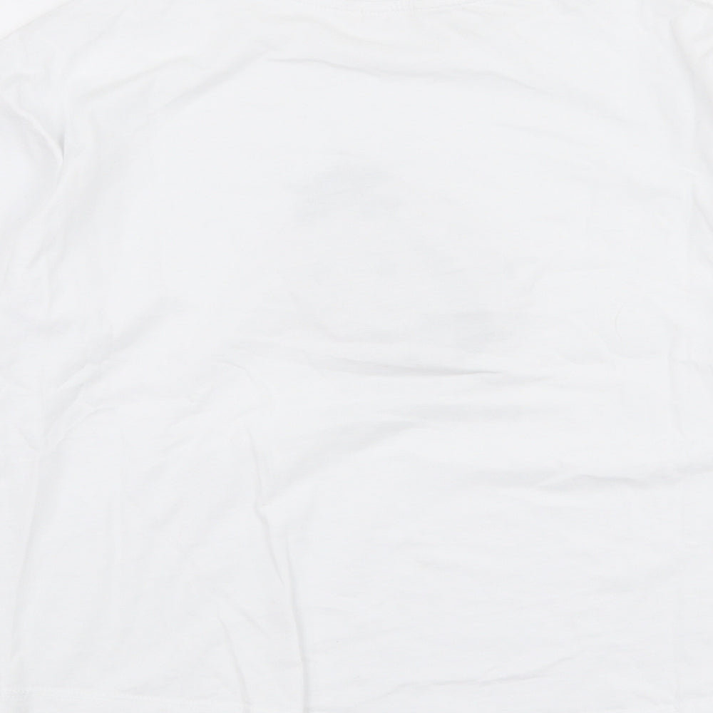 MNG Girls White Polyester Jersey T-Shirt Size 10 Years Round Neck Pullover - Lady bird