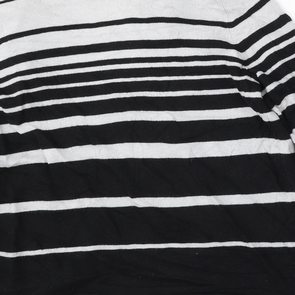 Marks and Spencer Womens Multicoloured V-Neck Striped Polyamide Cardigan Jumper Size 12