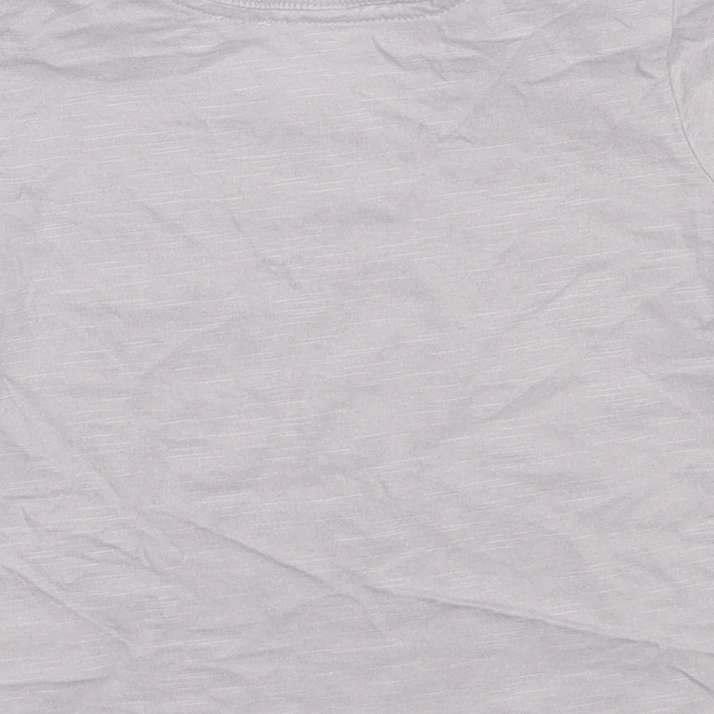 George Boys Grey Cotton Basic T-Shirt Size 6-9 Months Crew Neck Button