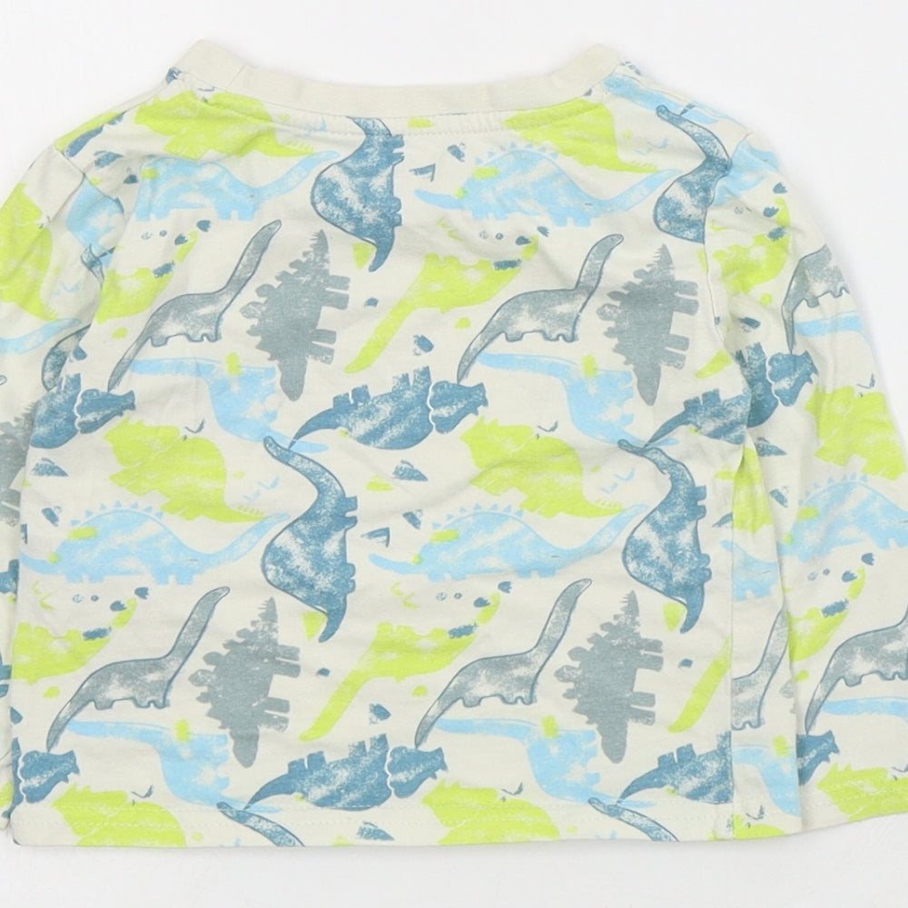 Primark Baby Green Geometric Cotton Basic T-Shirt Size 12-18 Months Crew Neck Pullover