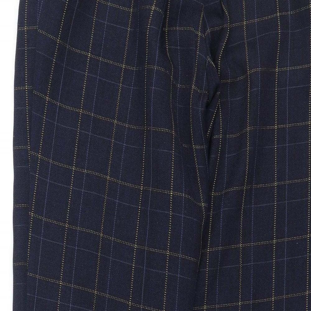 Damart Womens Blue Plaid Polyester Trousers Size S L26 in Regular