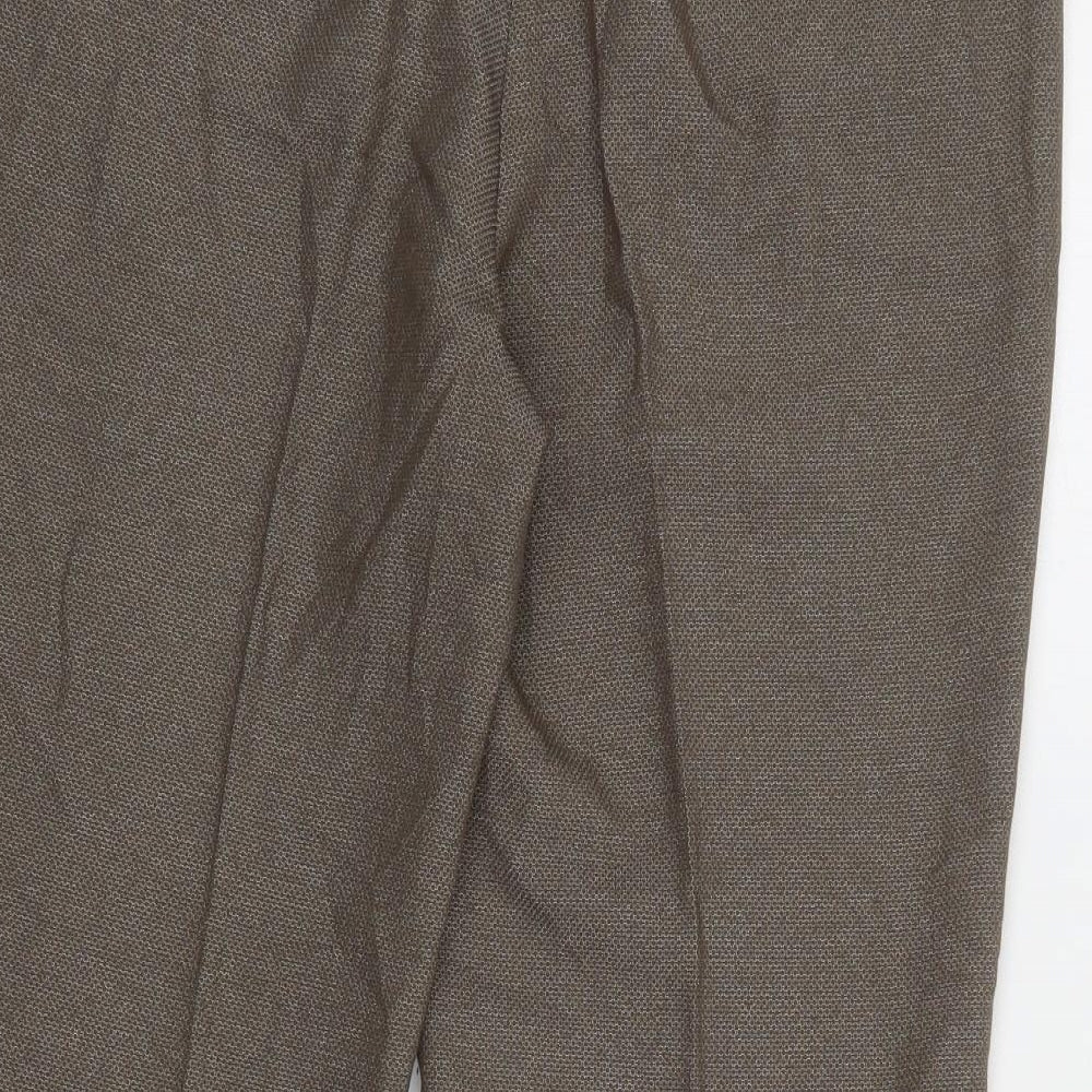 NEXT Womens Brown Polyester Cropped Trousers Size 12 L24 in Regular Zip