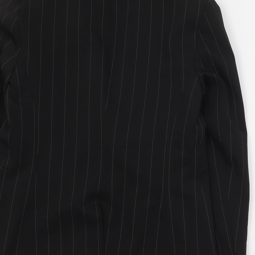 Primark Womens Black Striped Polyester Jacket Suit Jacket Size 12