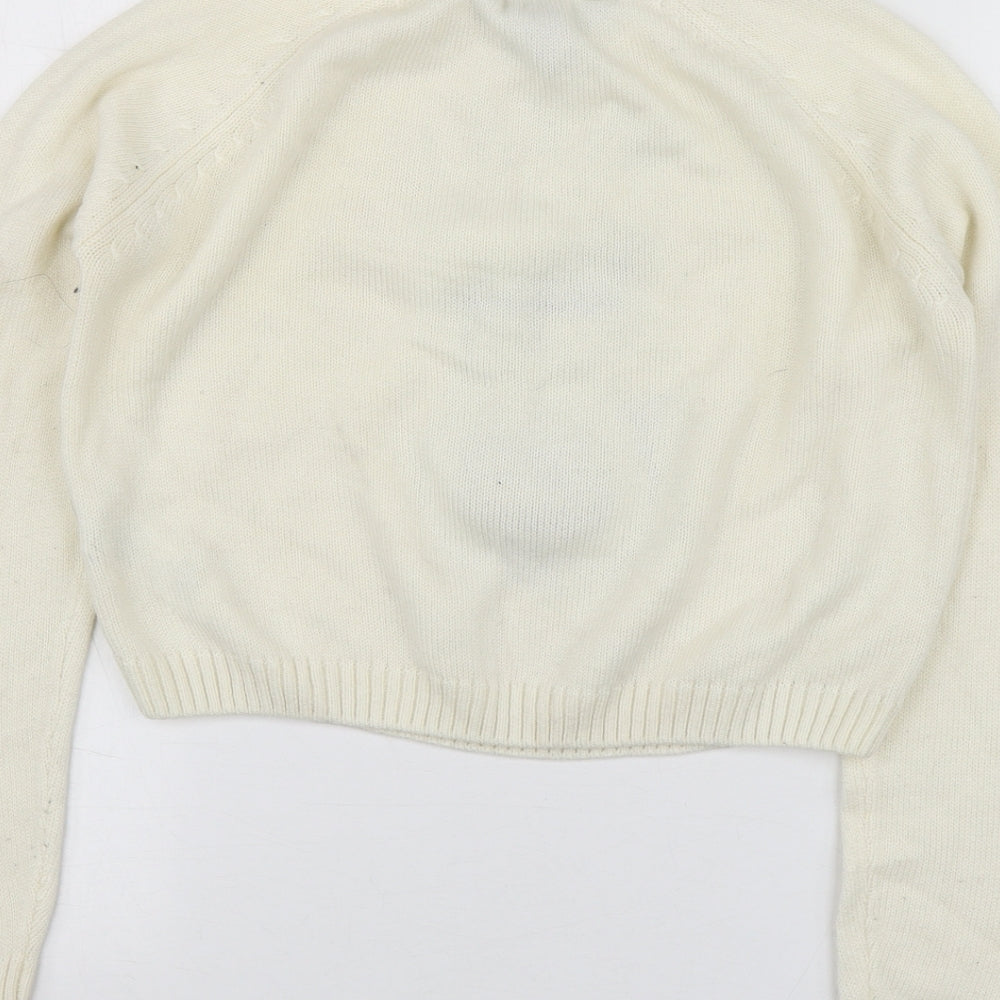 New Look Girls Ivory Round Neck Geometric Acrylic Pullover Jumper Size 10-11 Years - Santa Jumper