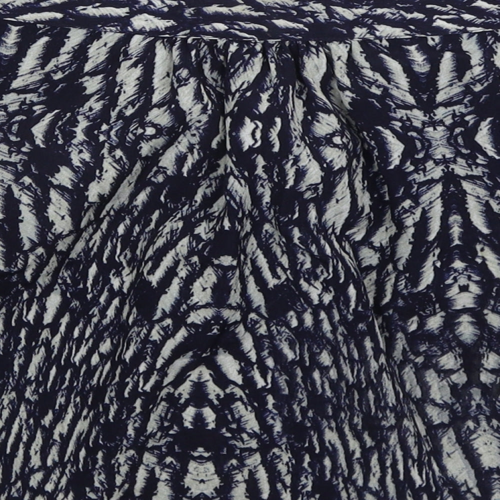 Marks and Spencer Womens Blue Animal Print Polyester Mini Skirt Size 12 Zip