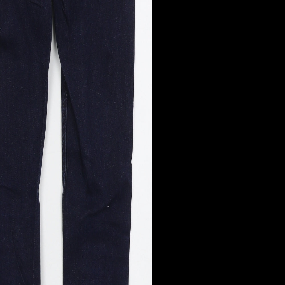 River Island Womens Blue Cotton Skinny Jeans Size 10 L27 in Regular Button - Distressed Hem