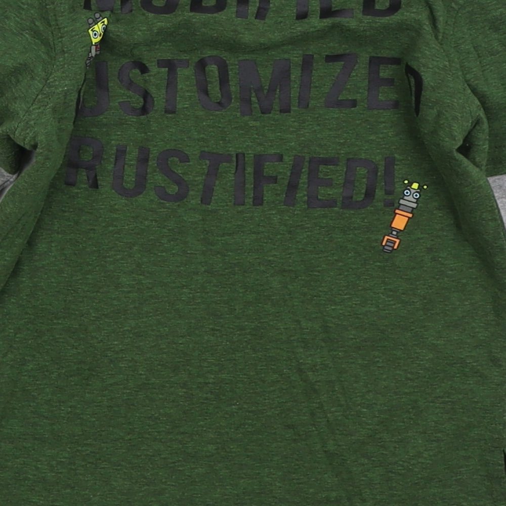 George Boys Green Cotton Basic T-Shirt Size 2-3 Years Crew Neck Pullover - Rusty