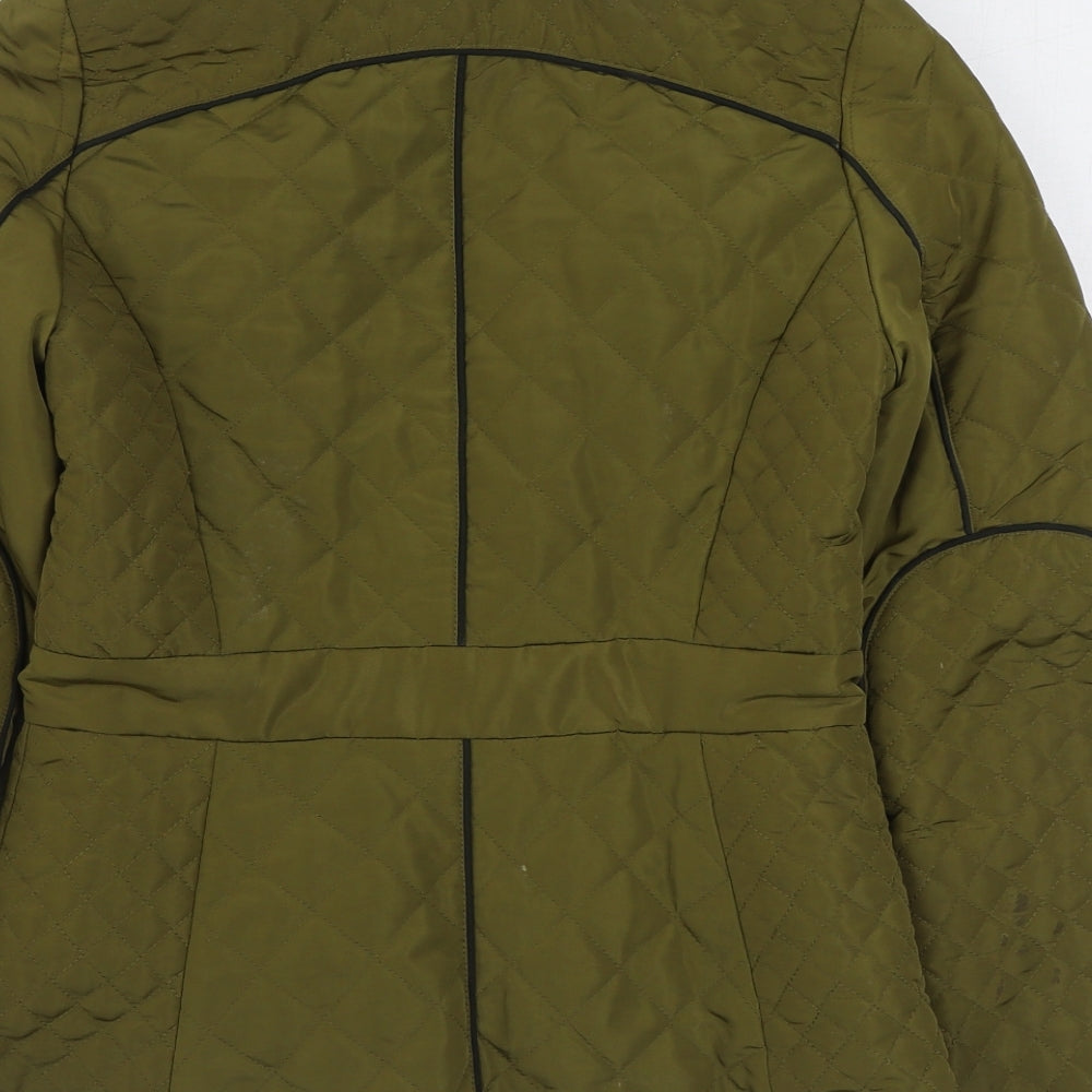 River Island Womens Green Quilted Coat Size 6 Zip