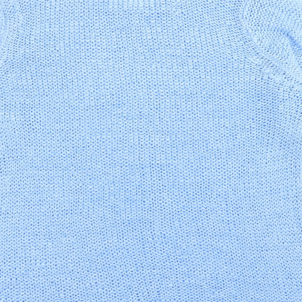 BM Collection Womens Blue Crew Neck Acrylic Pullover Jumper Size XL